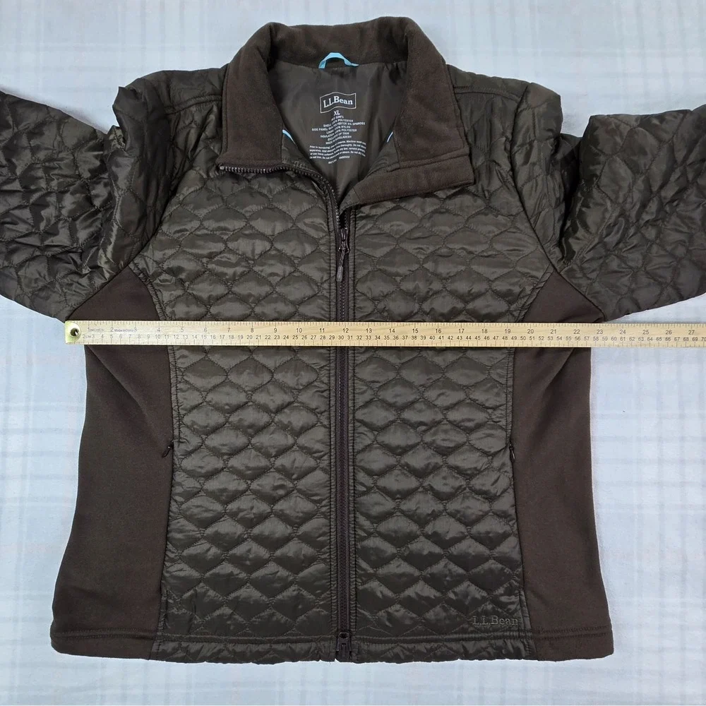 L.L. Bean Womens Quilted Thinsulate Jacket Stretch Side Panels Brown XL